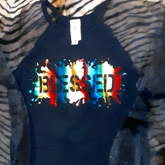 'Blessed' sheer sleeved crop top - Picture 2 of 3